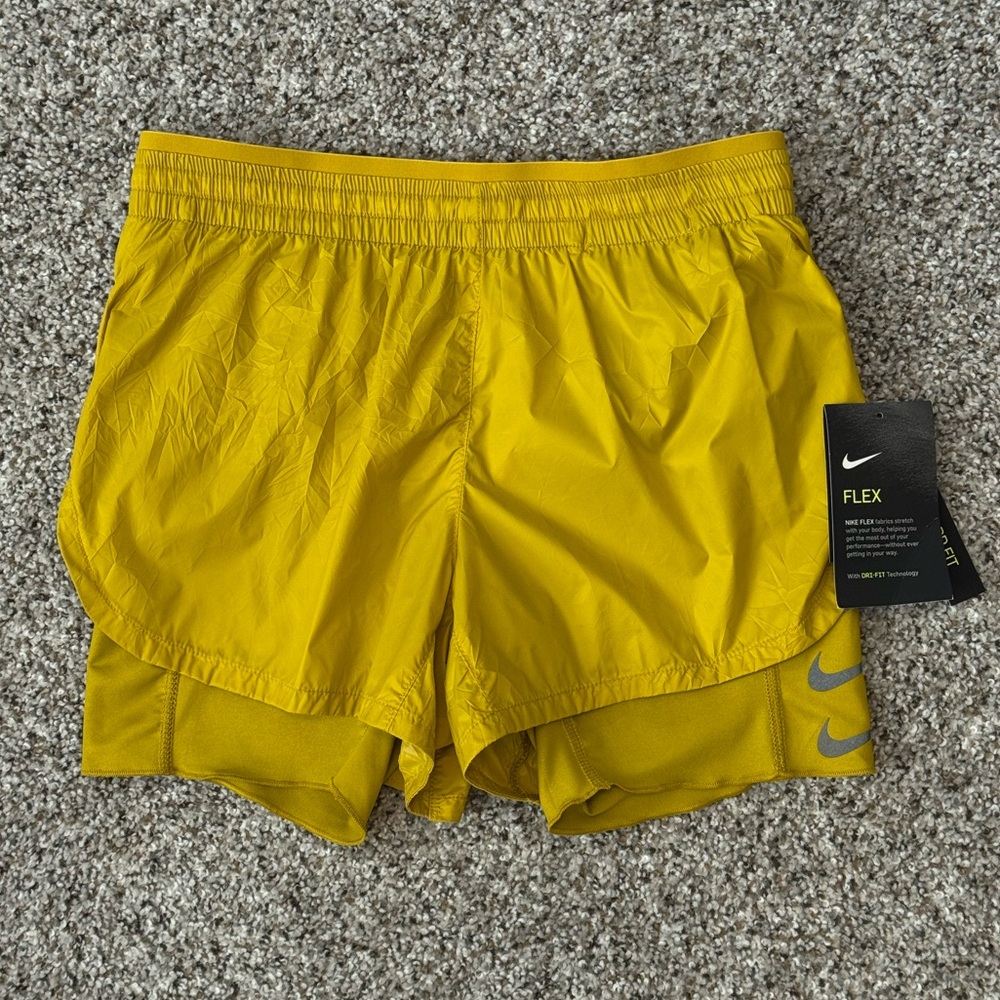 NWT 2018 Nike Running Division Flex Dri-Fit Bright Gold Yellow Shorts